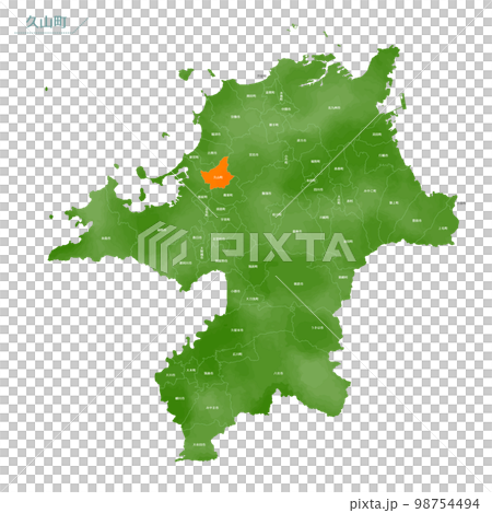 水彩風格的地圖久山町 水彩風格的地圖久山町 98754494