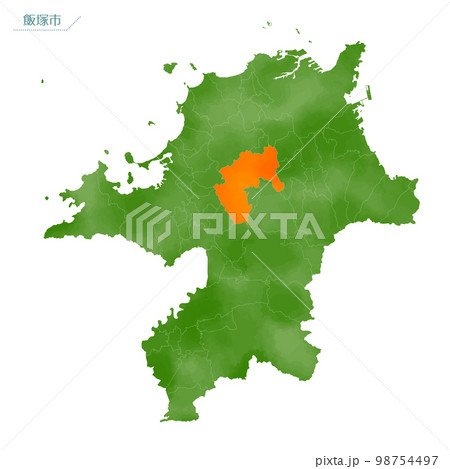 水彩風の地図　飯塚市 98754497