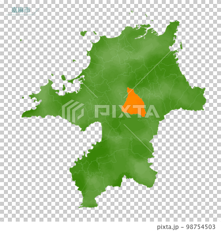 Watercolor-style map Kama City Watercolor-style map Kama City 98754503