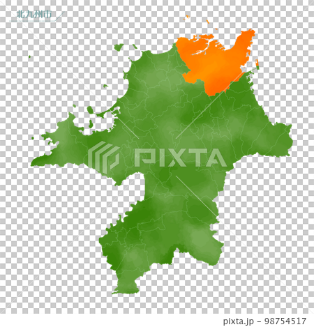 水彩風の地図　北九州市 98754517