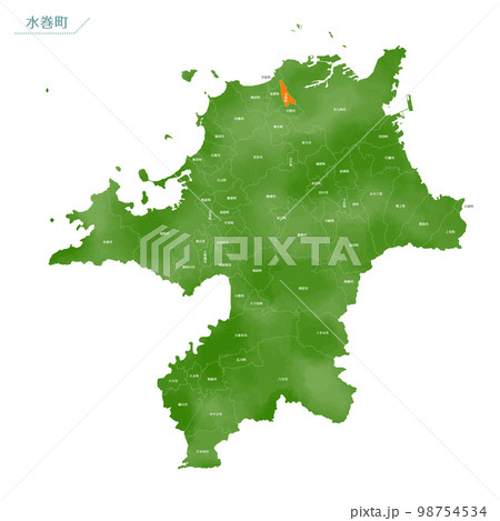 水彩風の地図 水巻町 水彩風の地図 水巻町 98754534