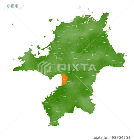 水彩風の地図 小郡市 水彩風の地図 小郡市 98754553