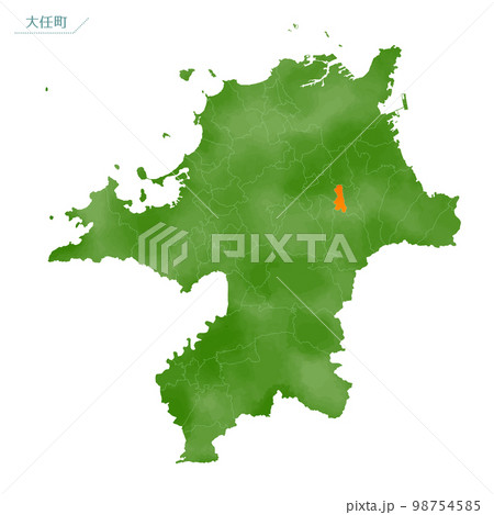 水彩風の地図　大任町 98754585
