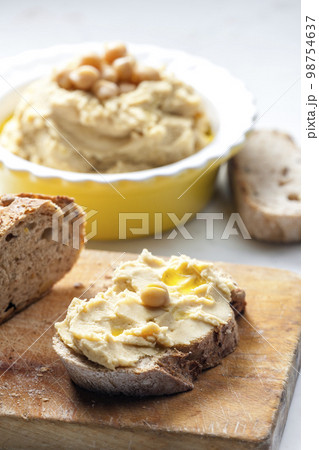 still life of hummus with bread still life of hummus with bread 98754637
