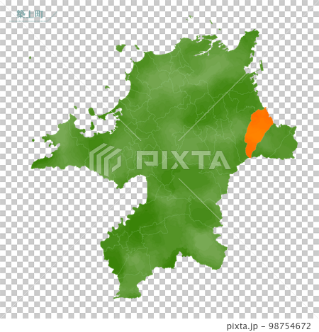 Watercolor-style map Chikujocho Watercolor-style map Chikujocho 98754672
