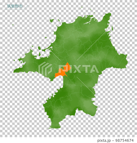 Watercolor-style map Chikushino City Watercolor-style map Chikushino City 98754674