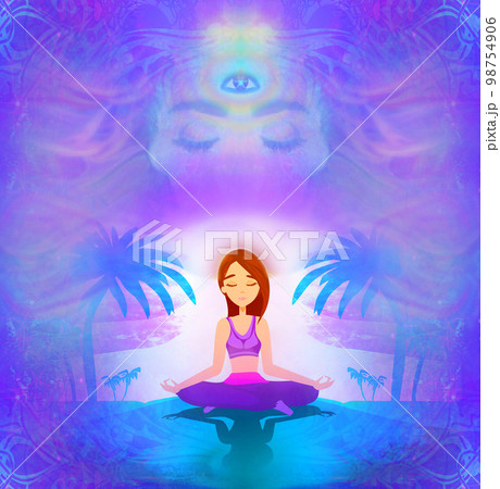 Woman with third eye, psychic supernatural senses Woman with third eye, psychic supernatural senses 98754906