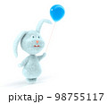 A bunny character with blue fur and a blue balloon 98755117