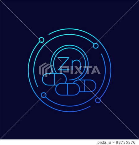 zinc mineral, Zn line vector icon 98755576