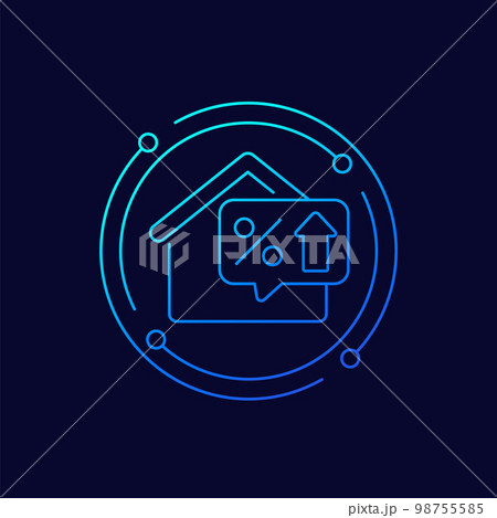 mortgage rate growing line icon with a house 98755585