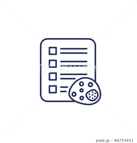 bacteria and checklist icon, line vector 98755651