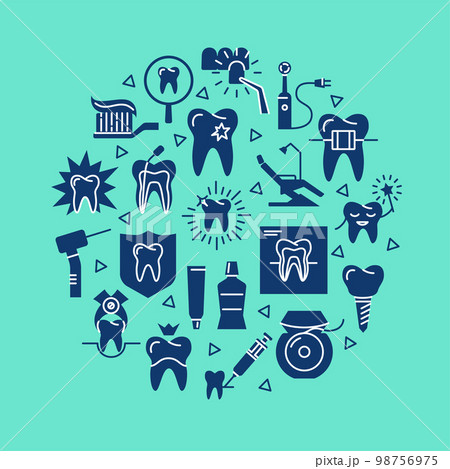 Dental clinic round concept banner in flat style 98756975