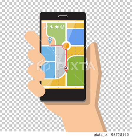 hand holding tablet pc with navigator screen... - Stock Illustration ...