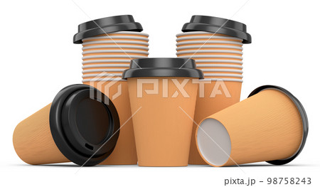 Set of paper coffee cups for cappuccino, americano, espresso, mocha, latte 98758243
