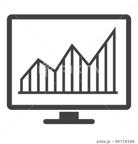 monitor display with graph solid icon 98758388