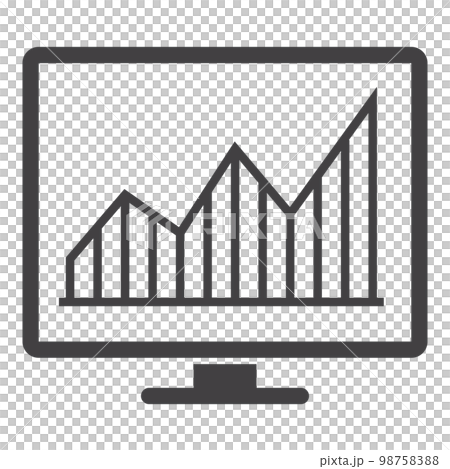 monitor display with graph solid icon 98758388