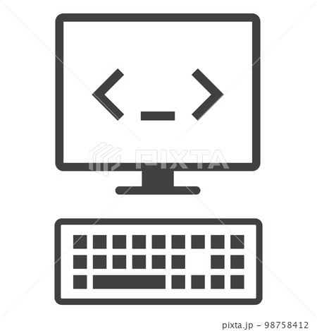 computer monitor with code programing icon 98758412