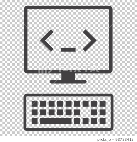 computer monitor with code programing icon 98758412