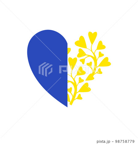 Stylized heart symbol blue-and-yellow color the 98758779