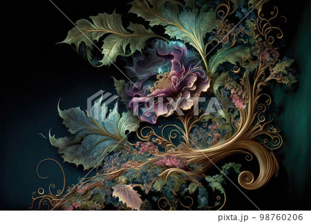 ボタニカルアート、背景素材 98760206