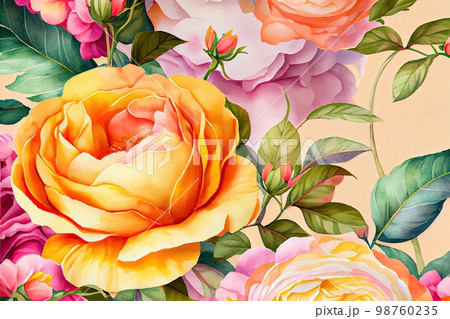 beautiful wallpaper of painted orange peonies 98760235