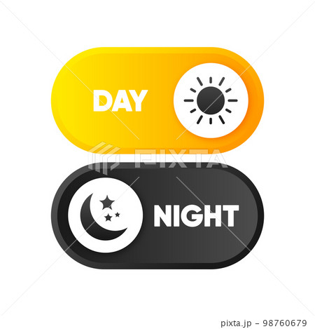 Day or Night mode switch button. Concept of interface ui. On Off or Light and Dark mode. Vector illustration. 98760679