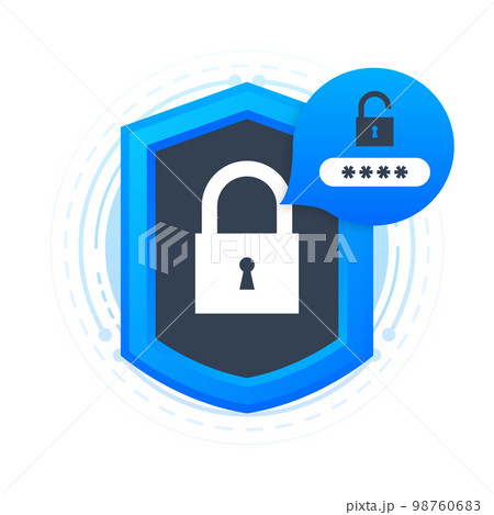Password for secure login in system digital for mobile app. Privacy protection. Two Step verification. Vector illustration. 98760683