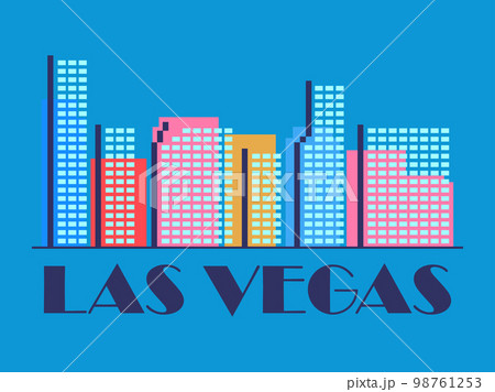 Las Vegas landscape in vintage style. Retro banner of Las Vegas city with skyscrapers in linear style. Design for print, posters and promotional materials. City logo. Vector illustration Las Vegas landscape in vintage style. Retro banner of Las Vegas city with skyscrapers in linear style. Design for print, posters and promotional materials. City logo. Vector illustration 98761253