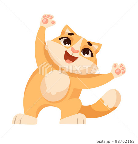 Funny Cat Animal Enjoying and Cheering with Happy Smiling Snout Vector Illustration Funny Cat Animal Enjoying and Cheering with Happy Smiling Snout Vector Illustration 98762165