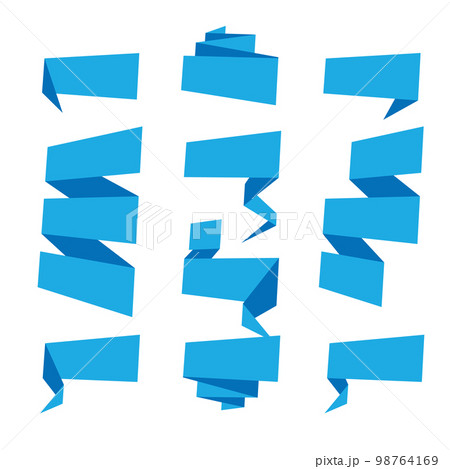 Folded ribbon banner set. Collection of blue label templates. Vector illustration Folded ribbon banner set. Collection of blue label templates. Vector illustration 98764169