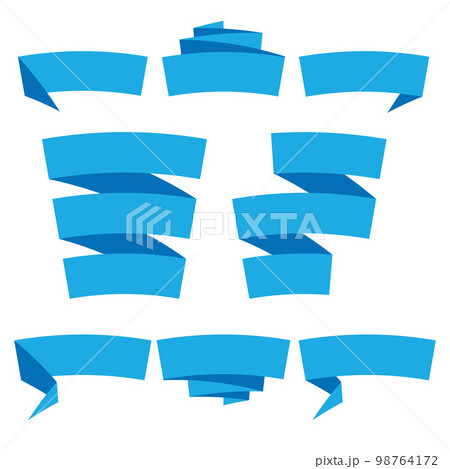 Folded ribbon banner set. Collection of blue label templates. Vector illustration Folded ribbon banner set. Collection of blue label templates. Vector illustration 98764172