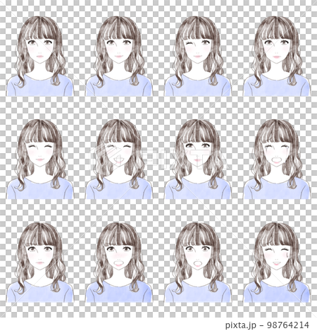 女性の表情セット 女性の表情セット 98764214