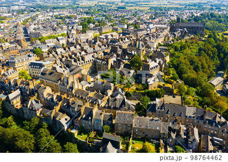 Aerial view of French town of Fougeres, Brittany 98764462