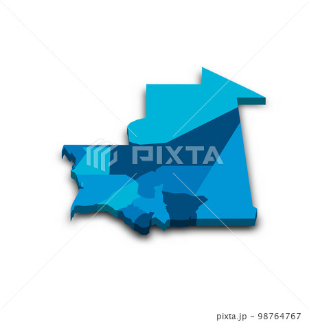 Mauritania political map of administrative divisions 98764767