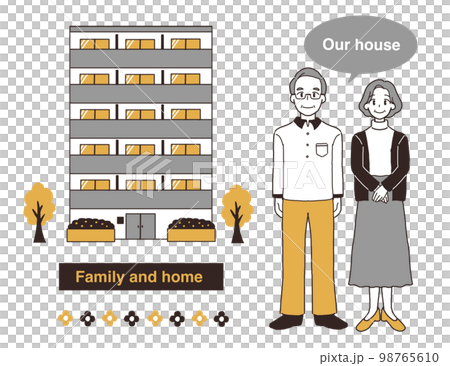 マンションに住む高齢夫婦のイラスト 98765610