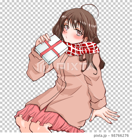 A woman trying to give a present 98766276