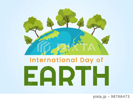 Happy Earth Day on April 22 Illustration with World Map Environment in Flat Cartoon Hand Drawn for Web Banner or Landing Page Templates 98766473