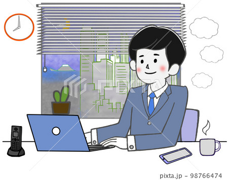 まだまだ仕事！残業中‼_仕事中のビジネスマン 98766474