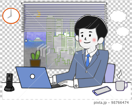 まだまだ仕事！残業中‼_仕事中のビジネスマン 98766474