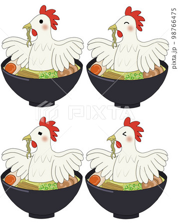 自分自身（鶏）で出汁を取ってラーメンを食べる（デフォルメ・セット1） 98766475