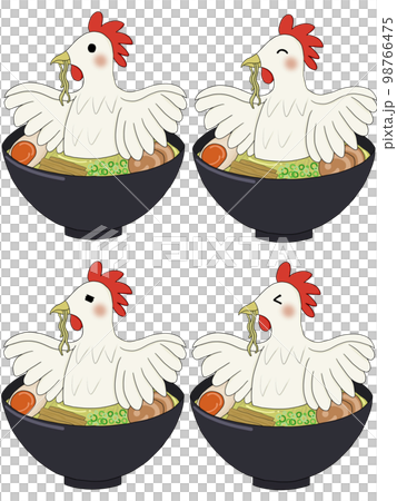 自分自身（鶏）で出汁を取ってラーメンを食べる（デフォルメ・セット1） 98766475