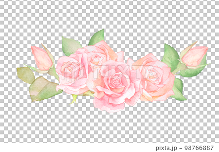 バラの水彩イラスト バラの花 花束 ローズ バラの水彩イラスト バラの花 花束 ローズ 98766887