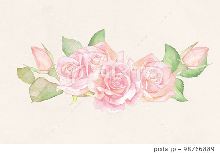 バラの水彩イラスト バラの花 花束 ローズ バラの水彩イラスト バラの花 花束 ローズ 98766889