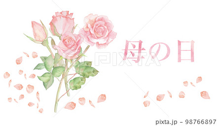 母の日の水彩イラスト壁紙　バラの花束　ローズ 98766897