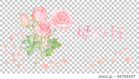 母の日の水彩イラスト壁紙　バラの花束　ローズ 98766897