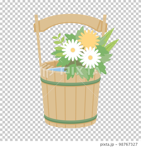 water bucket and flowers water bucket and flowers 98767327