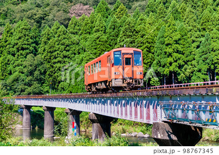 越美北線　足羽川を渡る列車（市波～小和清水） 98767345