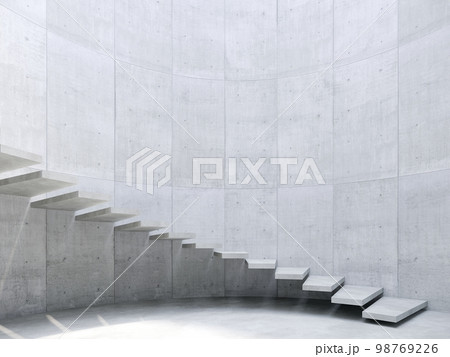modern staircase in concrete space, 3d rendering modern staircase in concrete space, 3d rendering 98769226