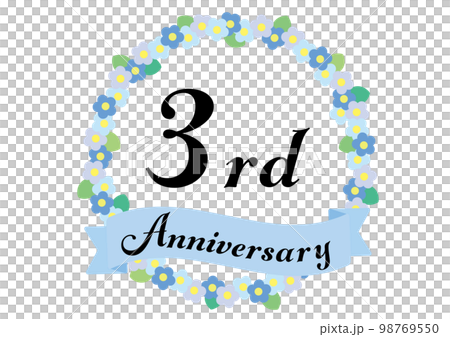 3rd anniversary frame decorated with flowers_blue 3rd anniversary frame decorated with flowers_blue 98769550