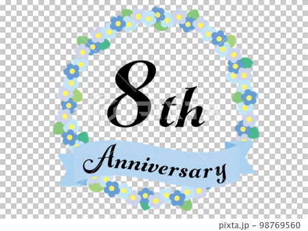 8th anniversary frame decorated with flowers _ blue 8th anniversary frame decorated with flowers _ blue 98769560